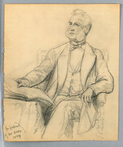 Rajz, William E. Dodge ülő helyzetben, 1884 alkotó: Daniel Huntington