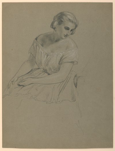 Tanulmány ülő nőről a „Republikánus udvar” számára (Lady Washington fogadásának napja) alkotó: Daniel Huntington