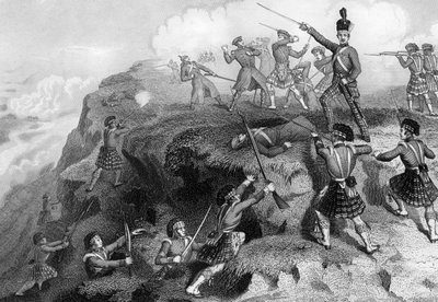 A hegyvidékiek megtámadják az orosz redoutot, Almai csata, 1854, 1857 alkotó: Daniel John Pound