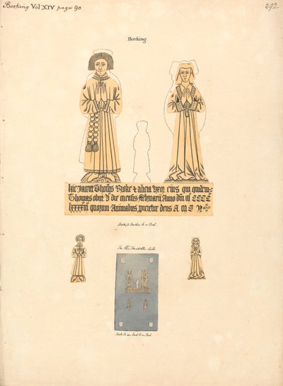 Sárgaréz tányér Thomas és Alicia Broke számára, Szent Margit plébániatemplom, Barking alkotó: Daniel Lysons