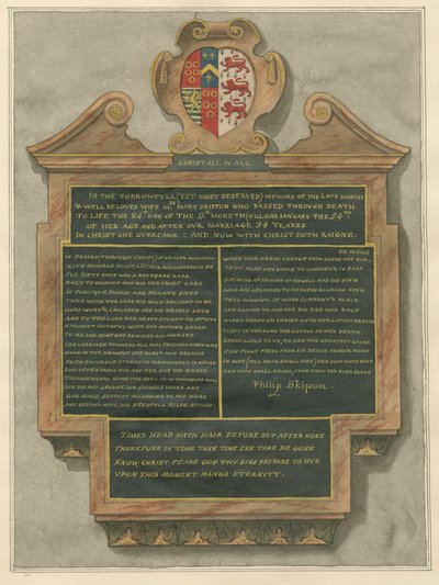 Emlékmű Mrs. Mary Skipponnak az Acton templomból alkotó: Daniel Lysons