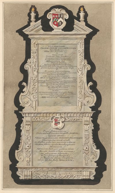 Emlékmű Elizabeth Fieldnek és Elizabeth Reevesnek a Cranford Churchből alkotó: Daniel Lysons