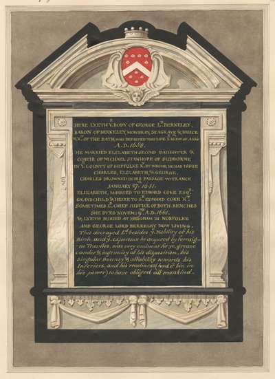 Emlékmű George Lord Berkeley-nek a Cranford templomból alkotó: Daniel Lysons