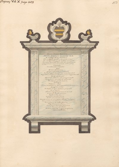 Emlékmű Jacob Augustus Blondelnek a Stepney-templomból alkotó: Daniel Lysons