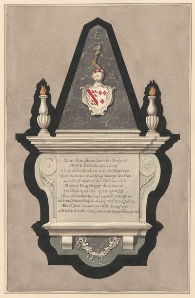 Emlékmű James Eckersallnak és feleségének, Catherine-nek, valamint második feleségének, Catherine-nek és második feleségének, Jane-nek a Drayton Churchből alkotó: Daniel Lysons