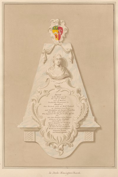 Emlékmű Loilliam és Ann Frohock számára a Stoke Newington Churchből alkotó: Daniel Lysons
