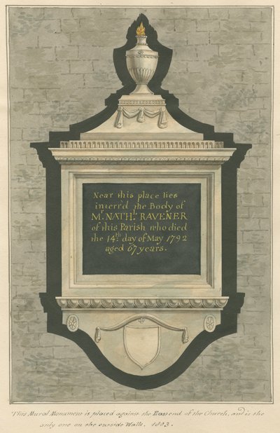 Emlékmű Nathaniel Ravener úrnak a Greenford templomból alkotó: Daniel Lysons