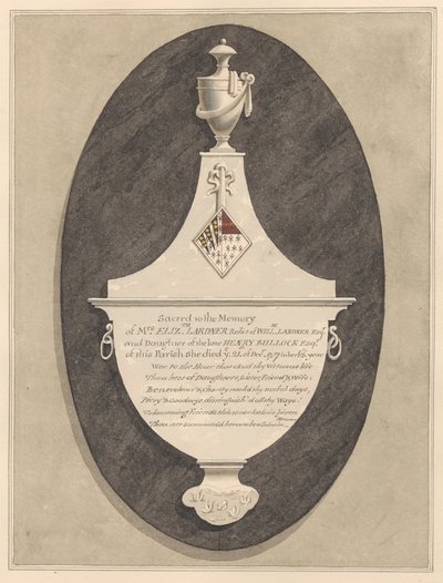 Emlékmű Mrs. Elizabeth Lardnernek a Stanwell templomból alkotó: Daniel Lysons