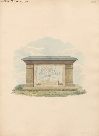 John Evans sírja a Feltham-templomból alkotó: Daniel Lysons