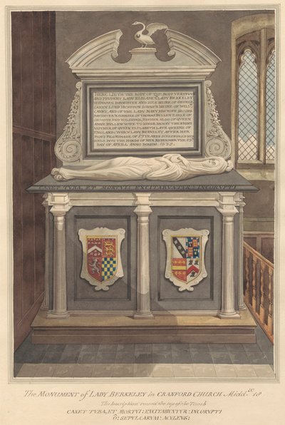 Lady Elizabeth Berkeley sírja a Cranford templomból alkotó: Daniel Lysons