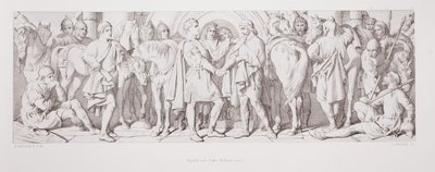 Harold és Vilmos herceg találkozik, „A normann hódítás története” című művéből, L. Gruner metszete, 1866 alkotó: Daniel Maclise