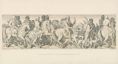 Harold és lovagjai a beszállási helyükre lovagolnak, a sussexi Boshamba alkotó: Daniel Maclise