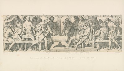 Harold Conqueror Stamfordban és megsebesülten ül egy banketten Yorkban. Egy hírnök bejelenti Vilmos herceg partraszállását alkotó: Daniel Maclise
