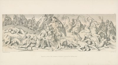 Haroldot, a Standard of England előtt, átszúrja egy zuhanó nyíl alkotó: Daniel Maclise