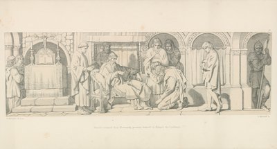 Harold, aki visszatért Normandiából, bemutatkozik Hitvalló Edwardnak alkotó: Daniel Maclise