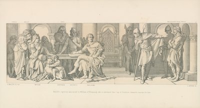 Harold fogságában bejelentették Normandiai Vilmosnak, aki arról értesül, hogy Ponthieu-i Guy váltságdíjat követel érte alkotó: Daniel Maclise