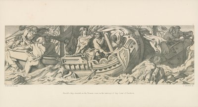 Harold hajója megfeneklett a Norman parton, Guy, Ponthieu grófjának területén alkotó: Daniel Maclise