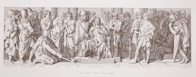 Harold angol királlyá koronázása „A normann hódítás története” című művéből, L. Gruner metszete, 1866 alkotó: Daniel Maclise