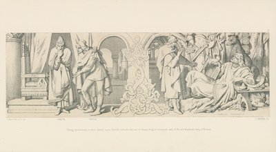 Tostig egy újabb Harold elleni támadásról meditál, Sweyn dán király és Harold Hardrada norvég király segítségét kéri alkotó: Daniel Maclise