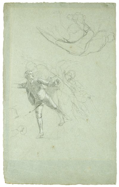 Tanulmány Gibraltár ostromához (Tanulmány egy ágyú figurájához a Longboatban), 1785-1786 (fekete-fehér kréta szürkéskék papíron) alkotó: Daniel Mytens