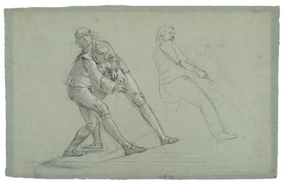 Study for The Siege of Gibraltar (Study of The Siege of a Rope on a Rope), 1785-1786 (fekete-fehér kréta szürkéskék papíron) alkotó: Daniel Mytens