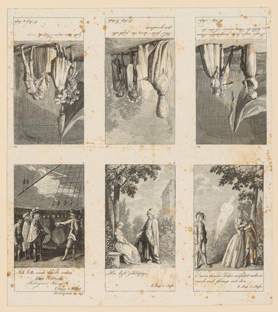 1–3. és 10–12. oldal Shakespeare „A vihar” című művéhez alkotó: Daniel Nikolaus Chodowiecki