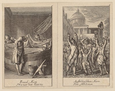A Centifolium Stultorum 5. és 6. lapja, Bolondságok alkotó: Daniel Nikolaus Chodowiecki