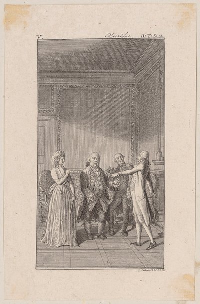 Clarisse, Anton nagybátyja, Jacob fivére és Solmes beszélgetés közben alkotó: Daniel Nikolaus Chodowiecki
