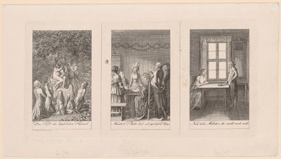 Három lap Ehrenberg „Zsebkönyv [...] 1795-re” című művéhez alkotó: Daniel Nikolaus Chodowiecki
