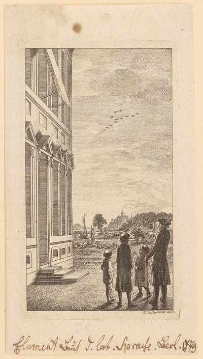 Schulze „A latin nyelv alapkönyve” című művének első lapja, Berlin, 1779 alkotó: Daniel Nikolaus Chodowiecki