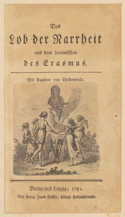 Címlap Erasmus „A bolondság dicsérete” című művéhez készült vignettával alkotó: Daniel Nikolaus Chodowiecki