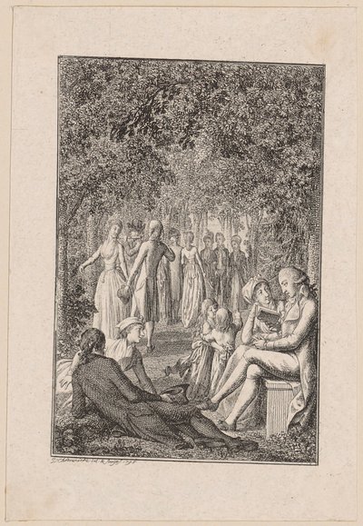 Címlapmetszet Becker „Taschenbuch [...] für 1796” című művéhez alkotó: Daniel Nikolaus Chodowiecki