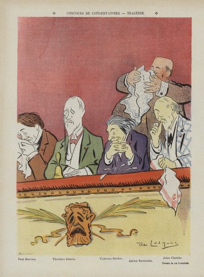 Verseny a párizsi konzervatóriumban – tragédia. Illusztráció Le Rire alkotó: Daniel de Losques