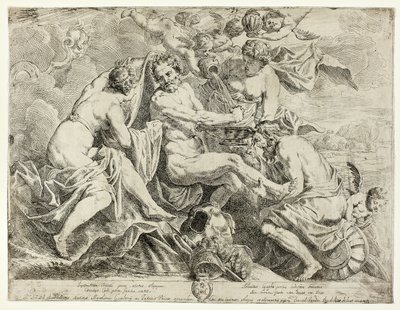 Aeneas istenítése nimfák és Cupidók által alkotó: Daniel van den Dyck
