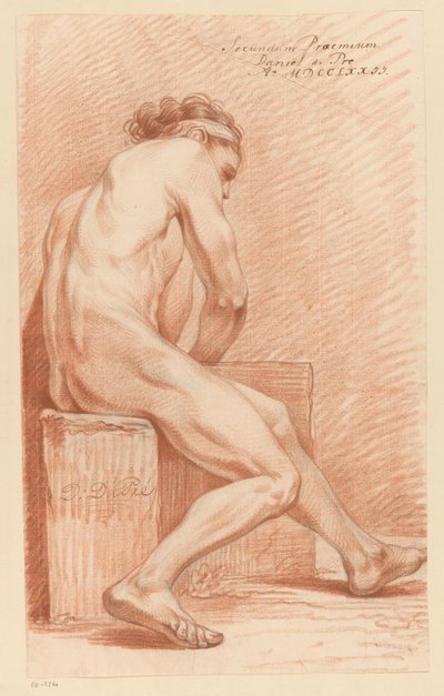 Ülő férfi akt, oldalnézet (2. díj, 1772) alkotó: Daniël Dupré