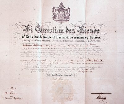 A dán IX. Christian által aláírt szabadalom, amely William Keswicket nevezi ki dán konzulnak Hongkongban, Kínában, 1880 alkotó: Danish School