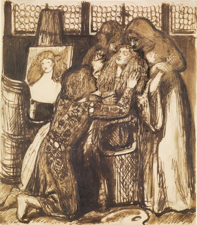Bonifazio szeretője - kompozíciós tanulmány alkotó: Dante Gabriel Charles Rossetti