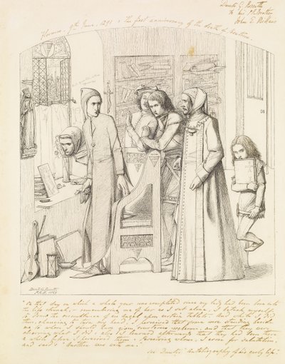 Dante angyalt rajzol Beatrice halálának első évfordulóján, 1848-9 alkotó: Dante Gabriel Charles Rossetti