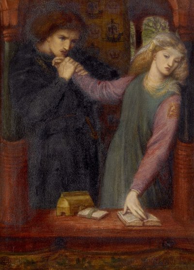 Hamlet és Ophelia, 1866 (akvarell és gumiarábikum papíron) alkotó: Dante Gabriel Charles Rossetti