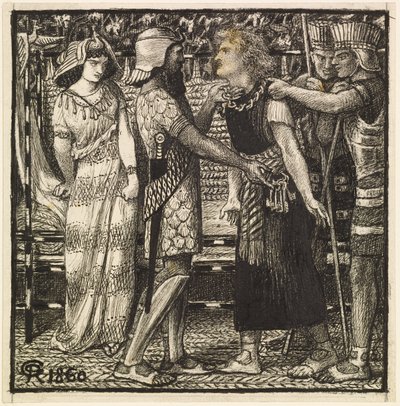 Józsefet megvádolták Potifár előtt (Kész kompozíció) alkotó: Dante Gabriel Charles Rossetti