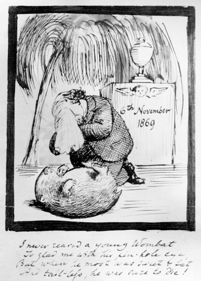 Rossetti Wombatja halála miatt siránkozik, 1869 (toll és tinta papíron) alkotó: Dante Gabriel Charles Rossetti