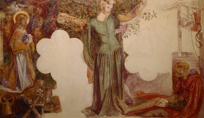 Sir Lancelot bűne miatt megakadályozta, hogy belépjen a Szent Grál-kápolnába alkotó: Dante Gabriel Charles Rossetti