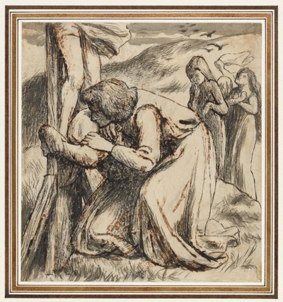 Szent János vigasztalja a Szűzanyát a kereszt lábánál, 1857-58 körül (toll, tinta és szepiafesték, papír) alkotó: Dante Gabriel Charles Rossetti