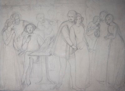 Tanulmány Benedick és Beatrice számára alkotó: Dante Gabriel Charles Rossetti