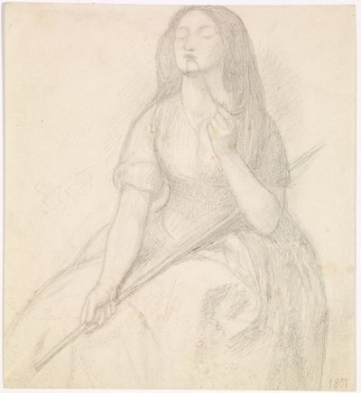 Tibullus visszatérése Deliához - Tanulmány Deliát ábrázoló alakhoz alkotó: Dante Gabriel Charles Rossetti