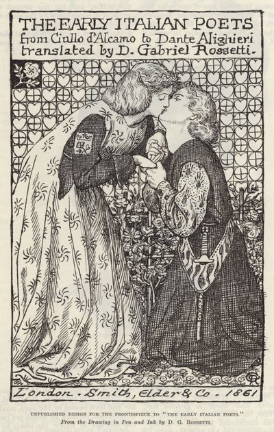 Kiadatlan terv a The Early Italian Poets címlapjához alkotó: Dante Gabriel Charles Rossetti