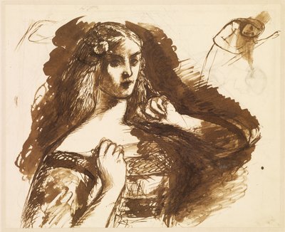Félhosszú vázlat egy fiatal nőről alkotó: Dante Gabriel Rossetti