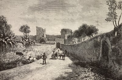 Castello kapu, Corneto Tarquinia, Olaszország, metszet Dante Paolocci rajzából, L