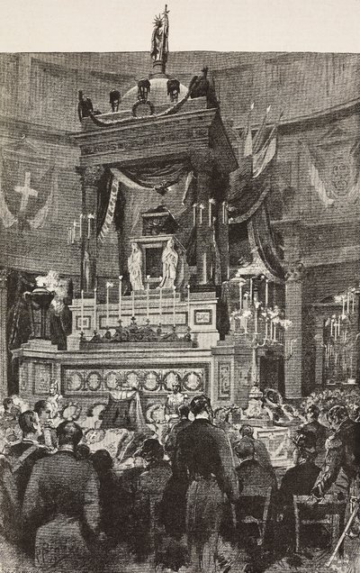 Olasz politikusok és tisztek, akik részt vesznek II. Viktor Emmánuel (1820-1878), olasz király, Róma, Olaszország temetésén, metszet Dante Paolocci rajzából, L