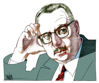 Giorgio Manganelli, 2021 (digitális színes ceruzarajz) alkotó: Dariush Radpour